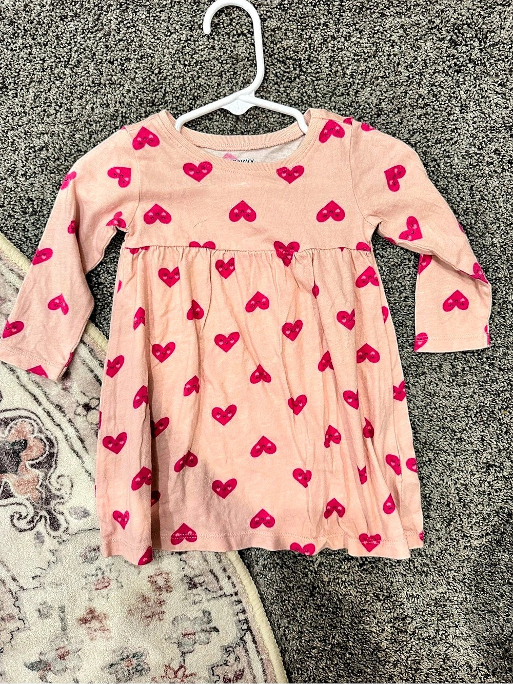 Old Navy Girls Heart Print Long Sleeve Dress Size 6-12M